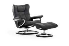 Stressless® Wing (M) Signature lænestol med skammel - Sort Paloma