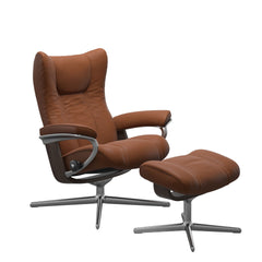 Stressless® Wing Cross lænestol & skammel – Paloma læder – billede 1