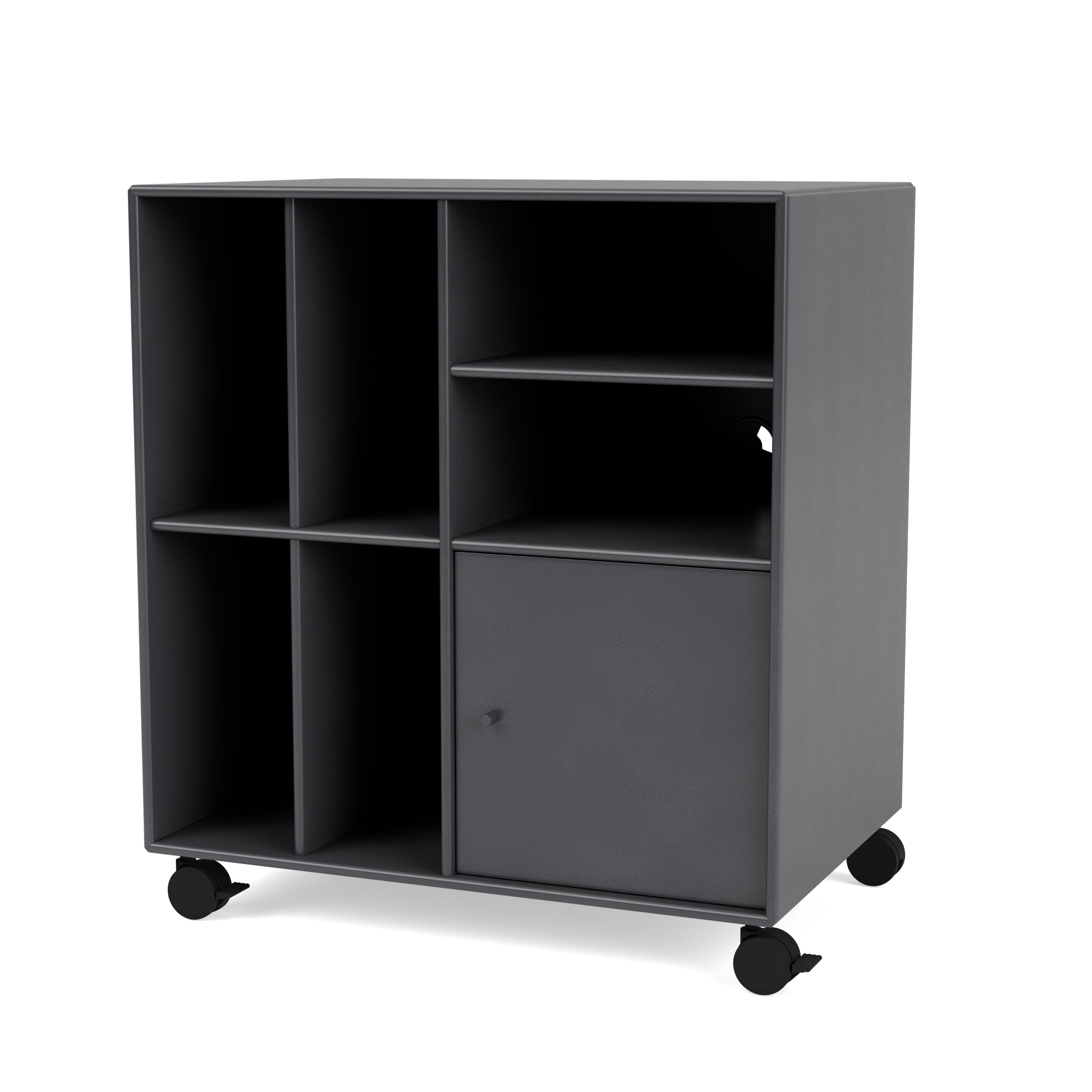 Montana SPIN II reol til vinyler i Coal med hjul
