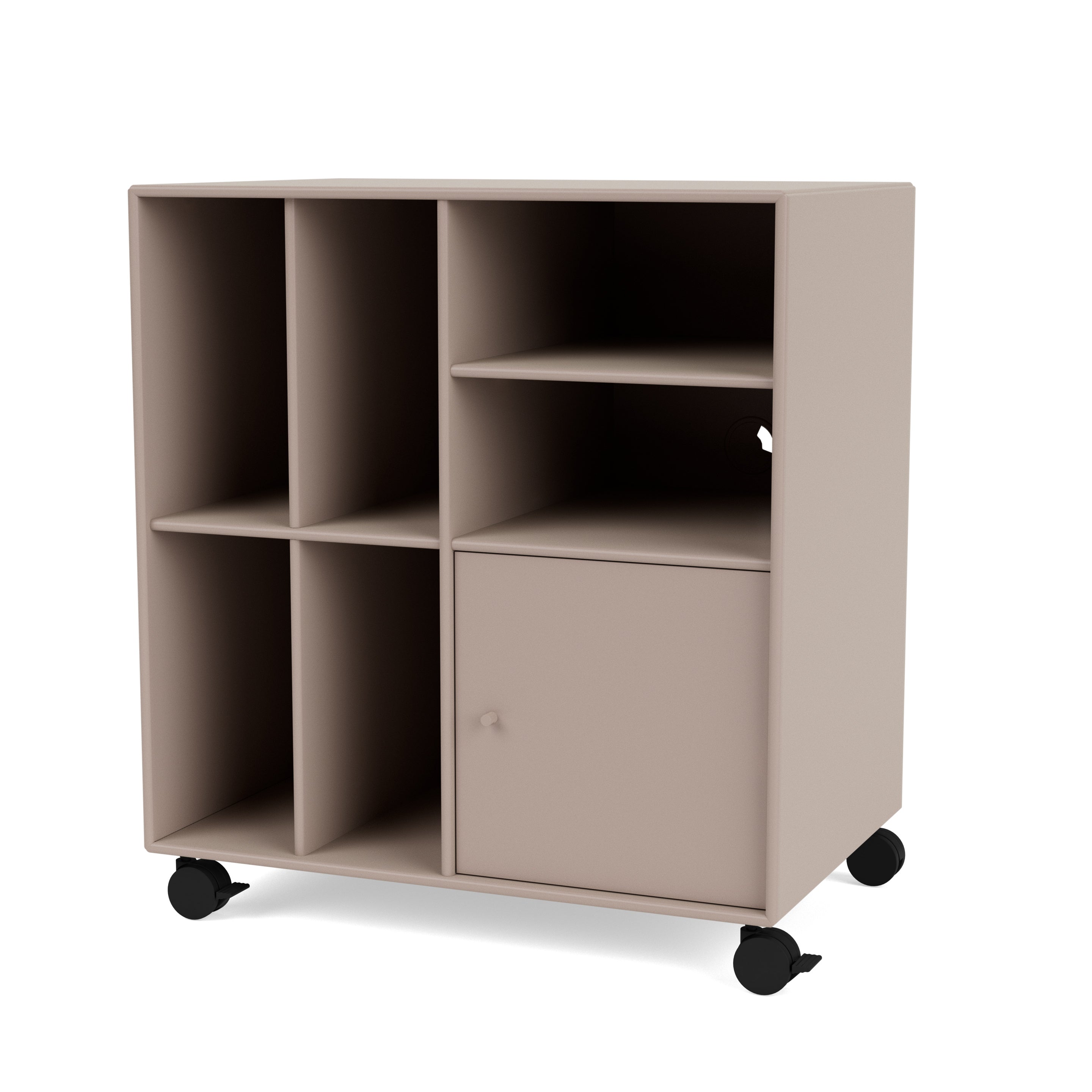 Montana SPIN II reol til vinyler i Mushroom med hjul