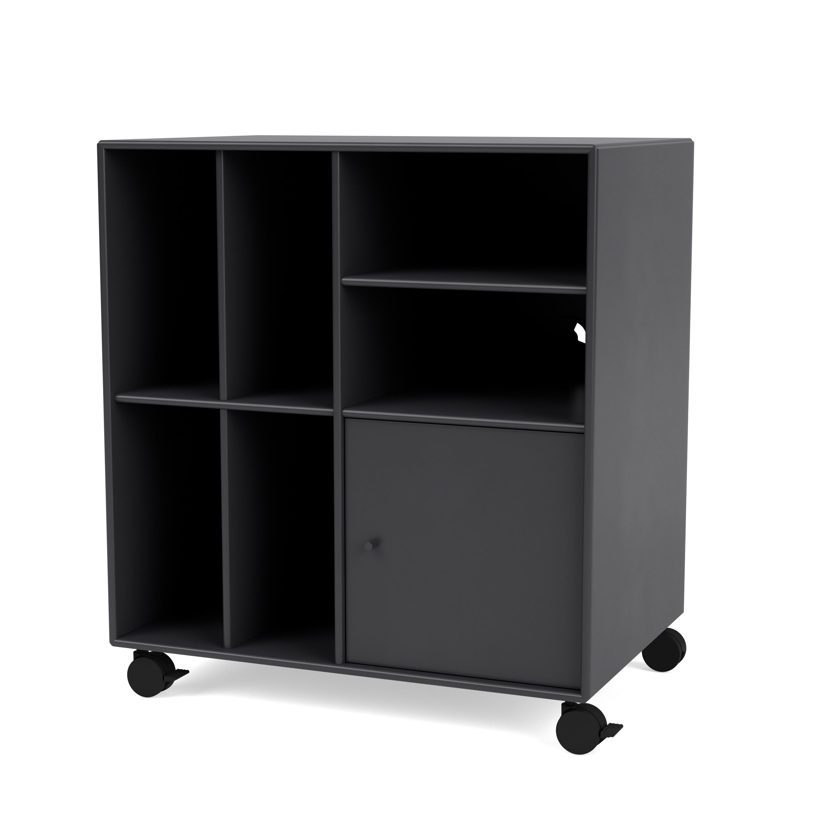 Montana SPIN II reol til vinyler i Anthracite med hjul