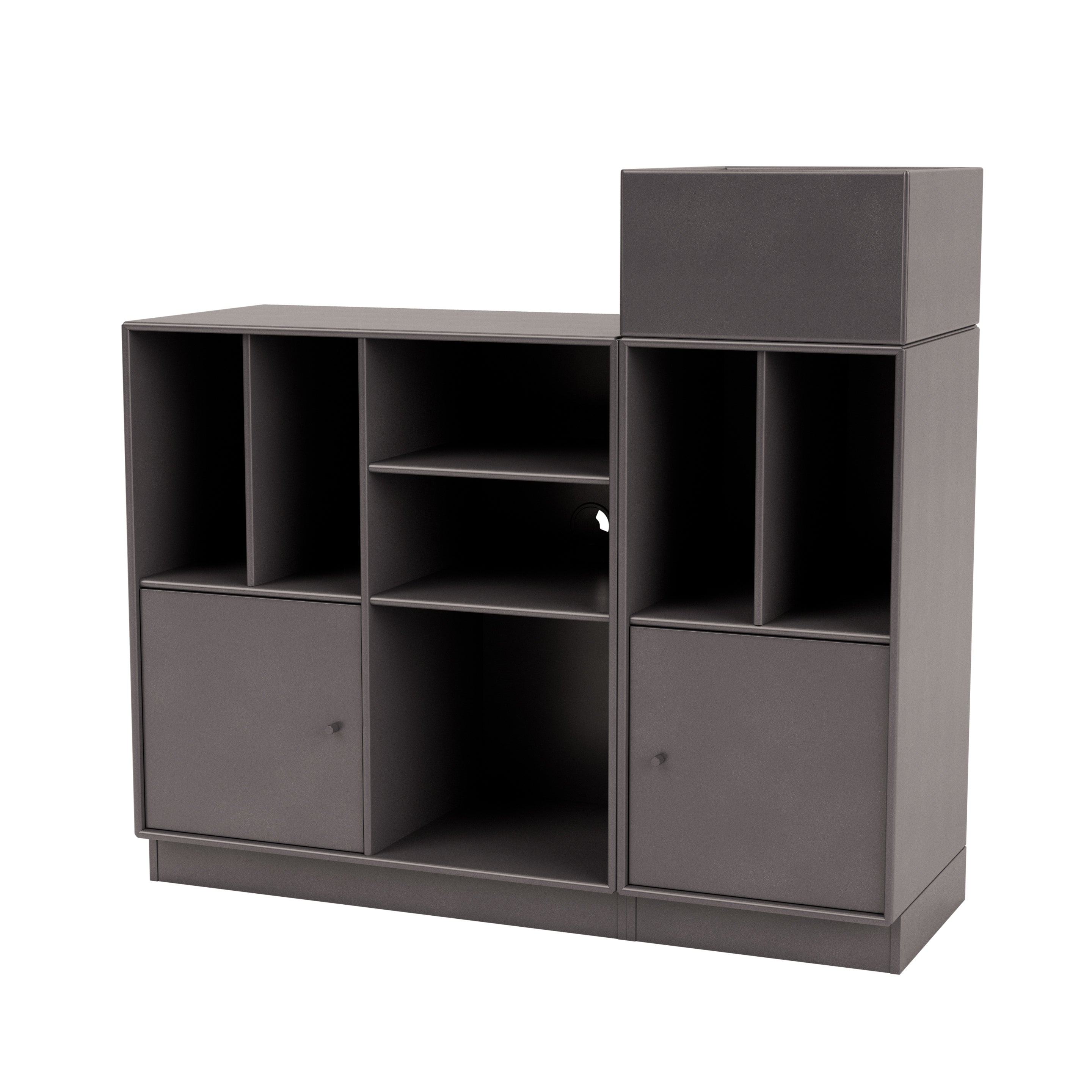 Montana SPIN III reol til vinyler i Coffee med sokkel 7 cm