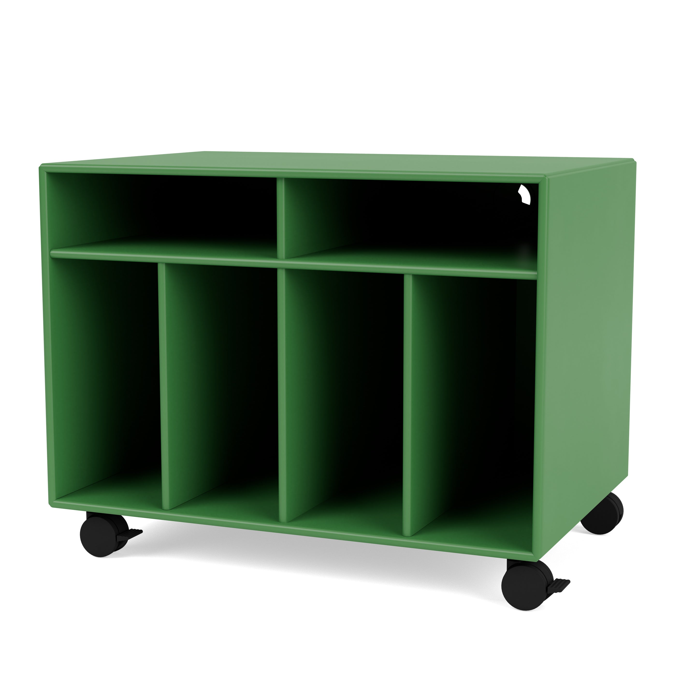 Montana SPIN I reol til vinyler i Parsley med hjul