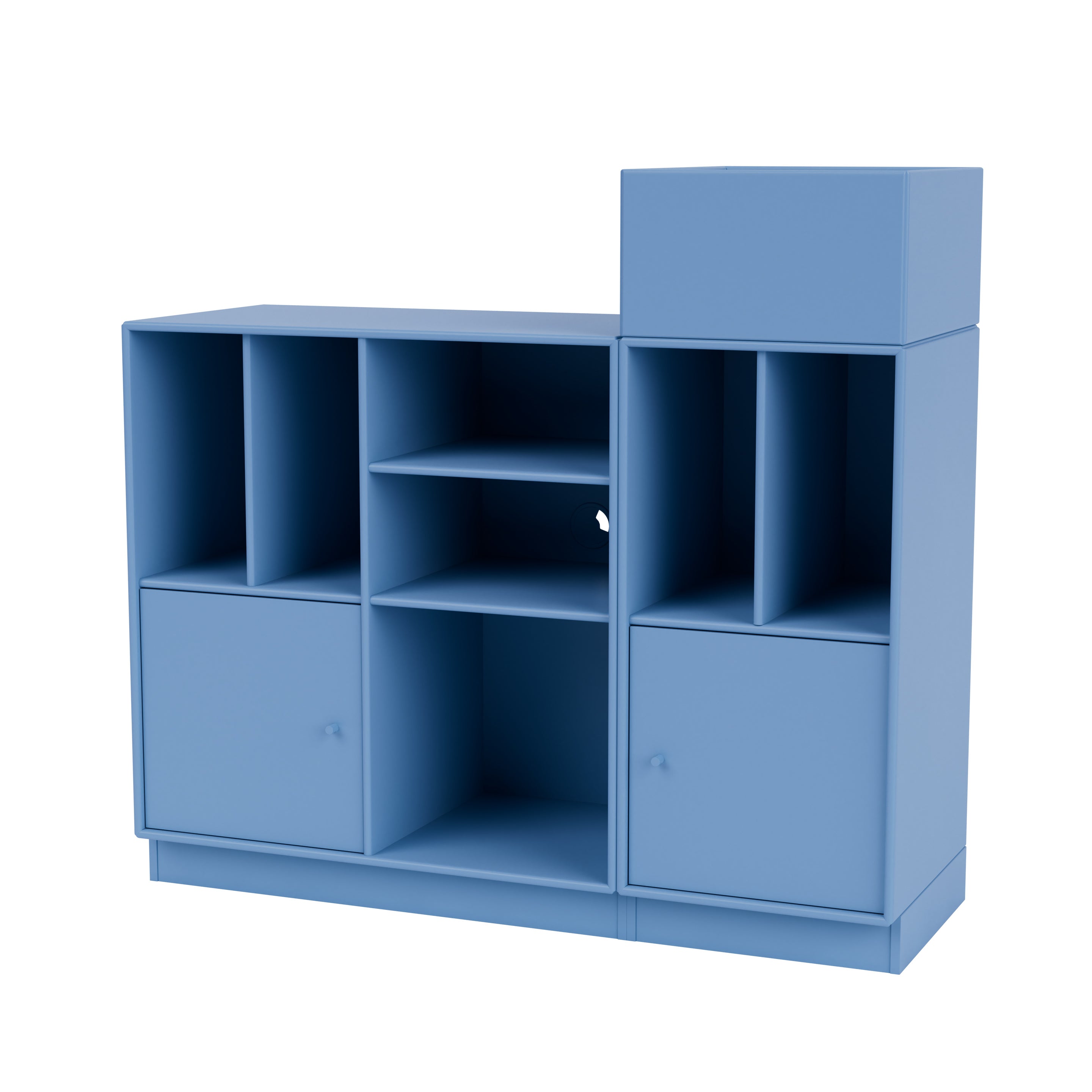 Montana SPIN III reol til vinyler i Azure med sokkel 7 cm