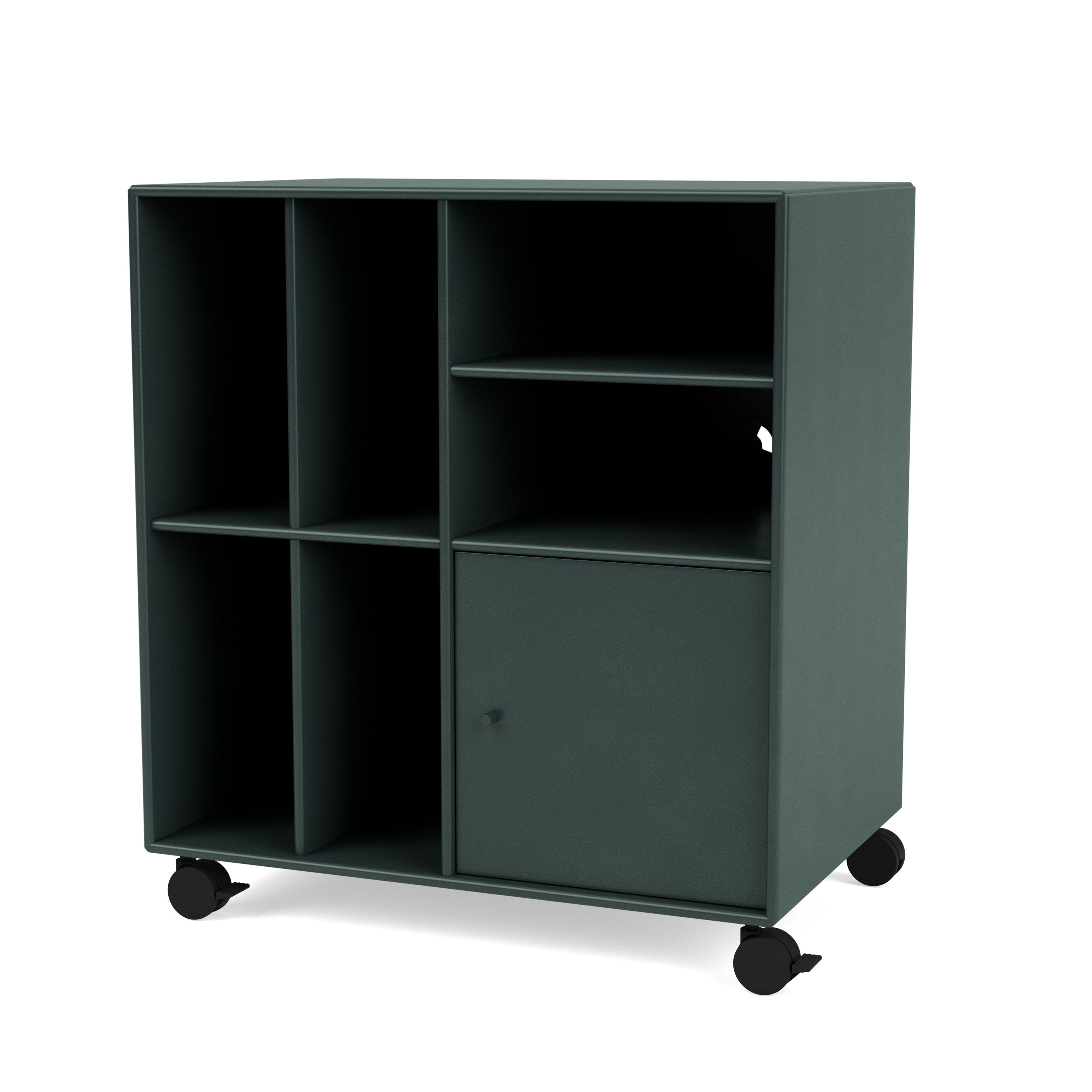 Montana SPIN II reol til vinyler i Black Jade med hjul