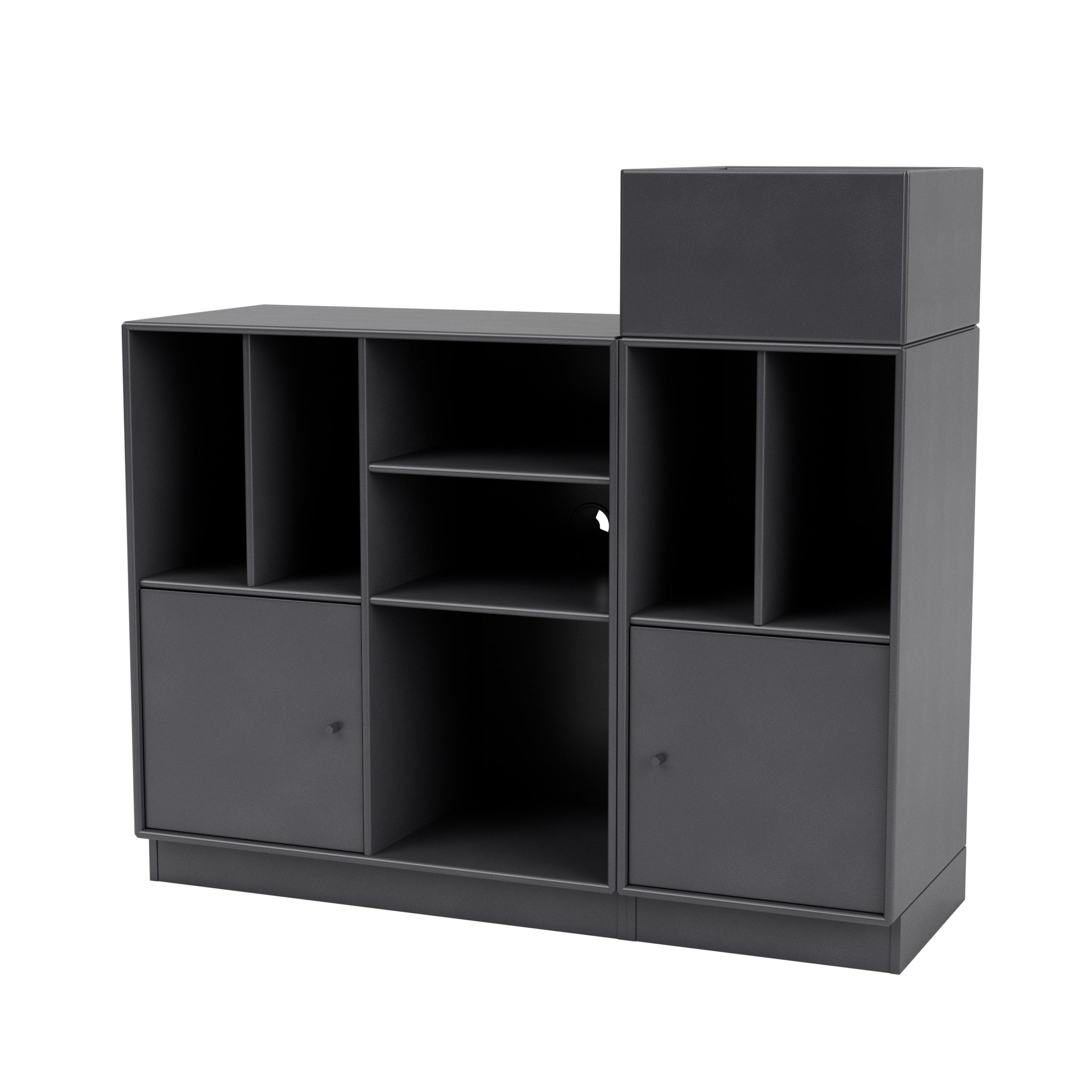 Montana SPIN III reol til vinyler i Coal med sokkel 7 cm