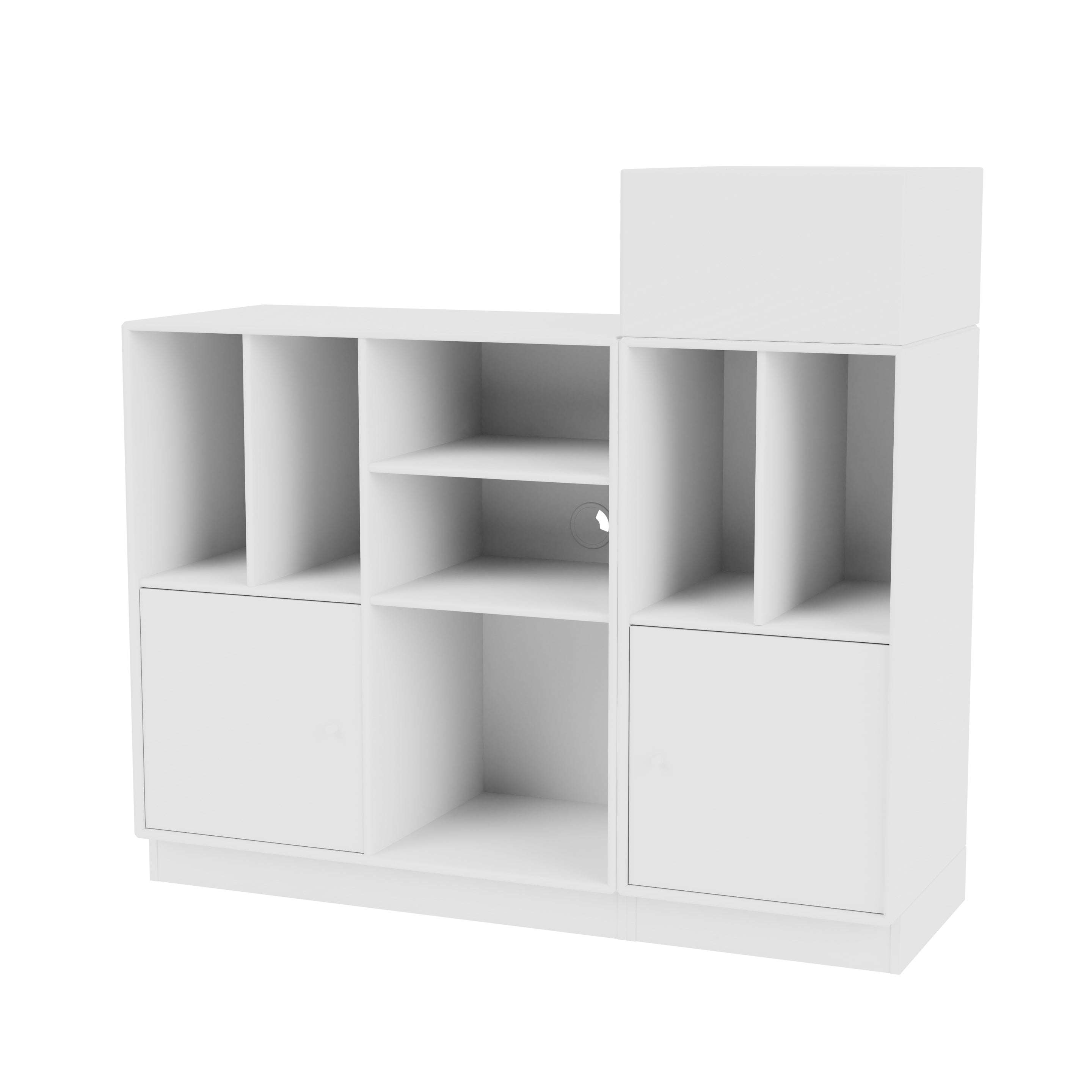 Montana SPIN III reol til vinyler i New White med sokkel 7 cm