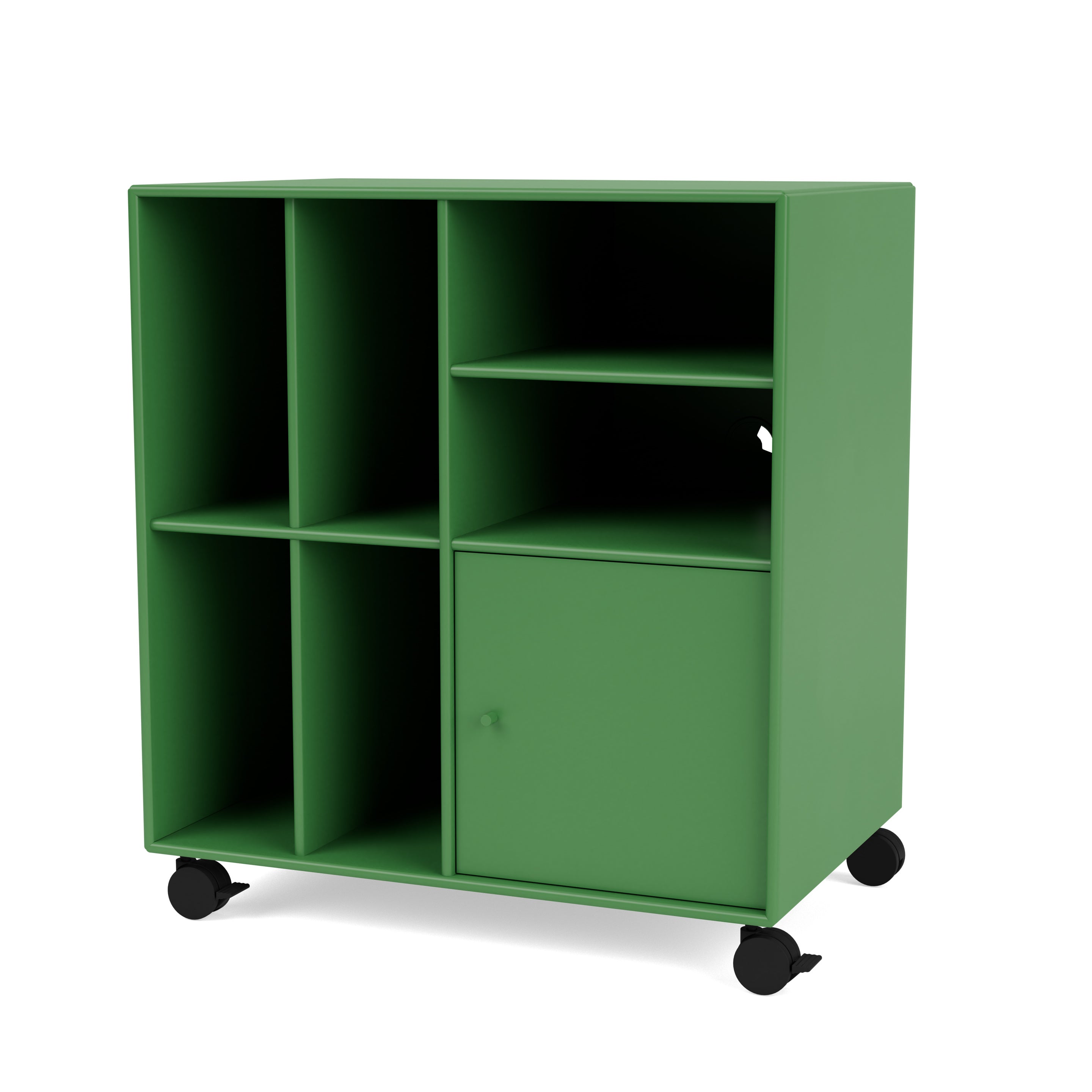 Montana SPIN II reol til vinyler i Parsley med hjul