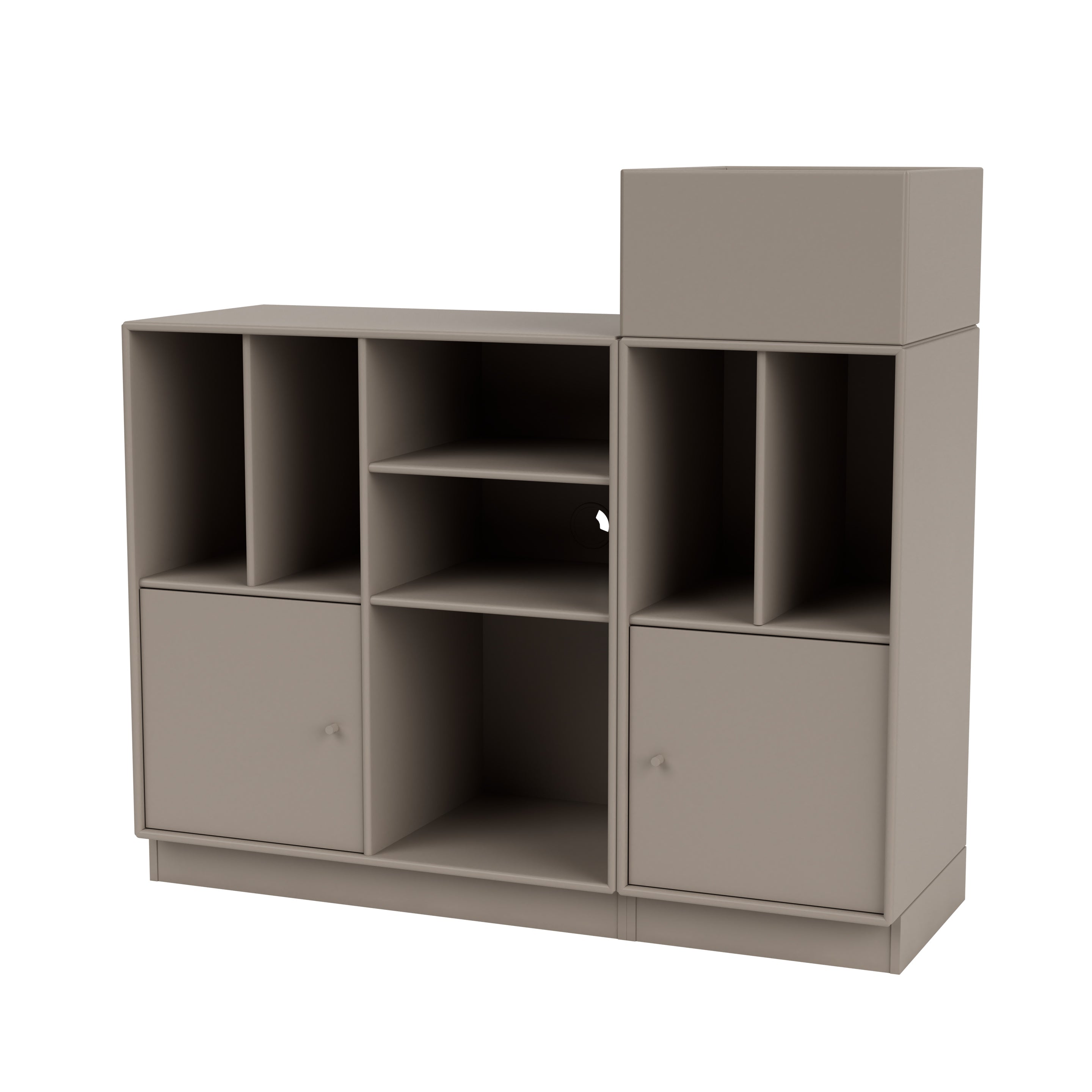 Montana SPIN III reol til vinyler i Truffle med sokkel 7 cm