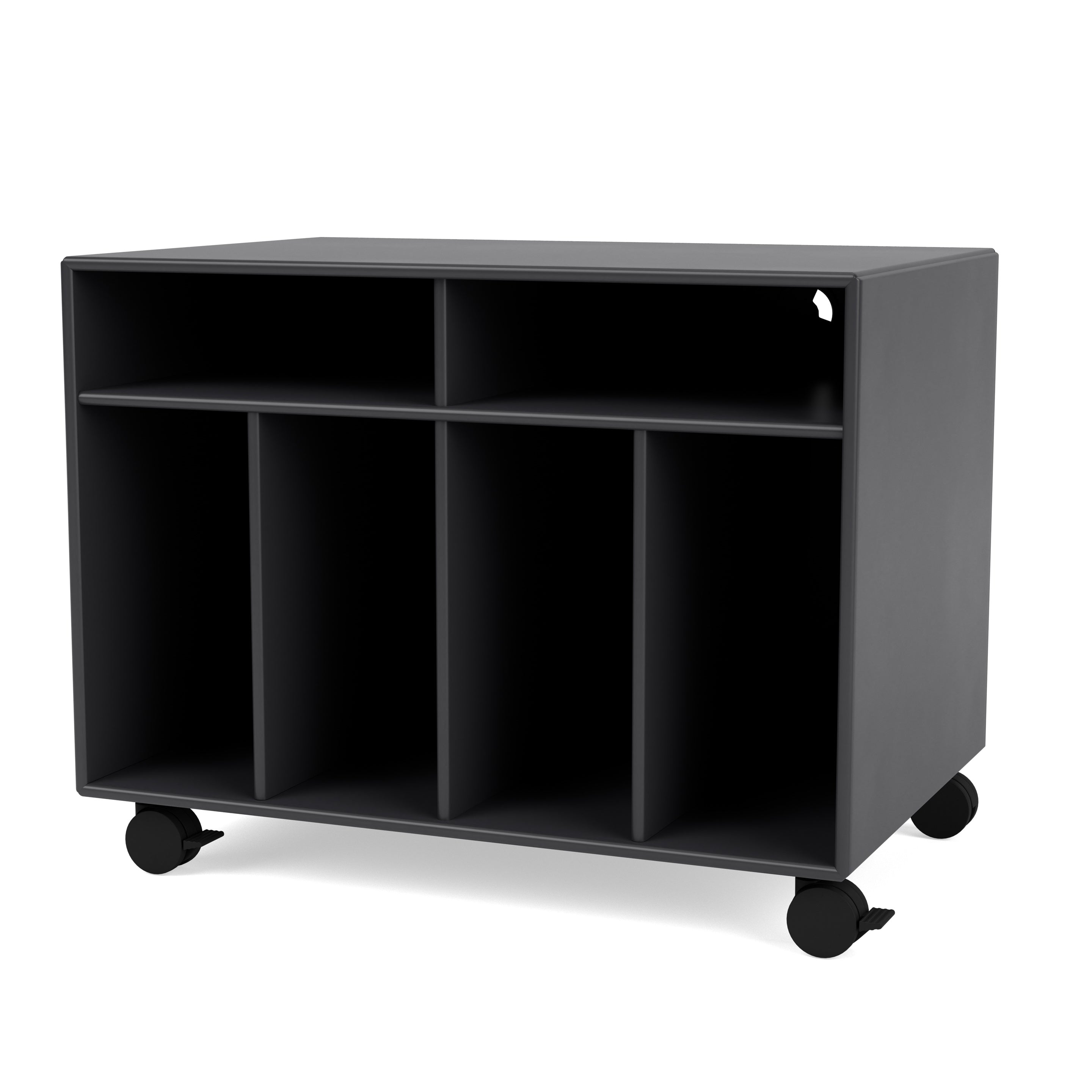 Montana SPIN I reol til vinyler i Anthracite med hjul