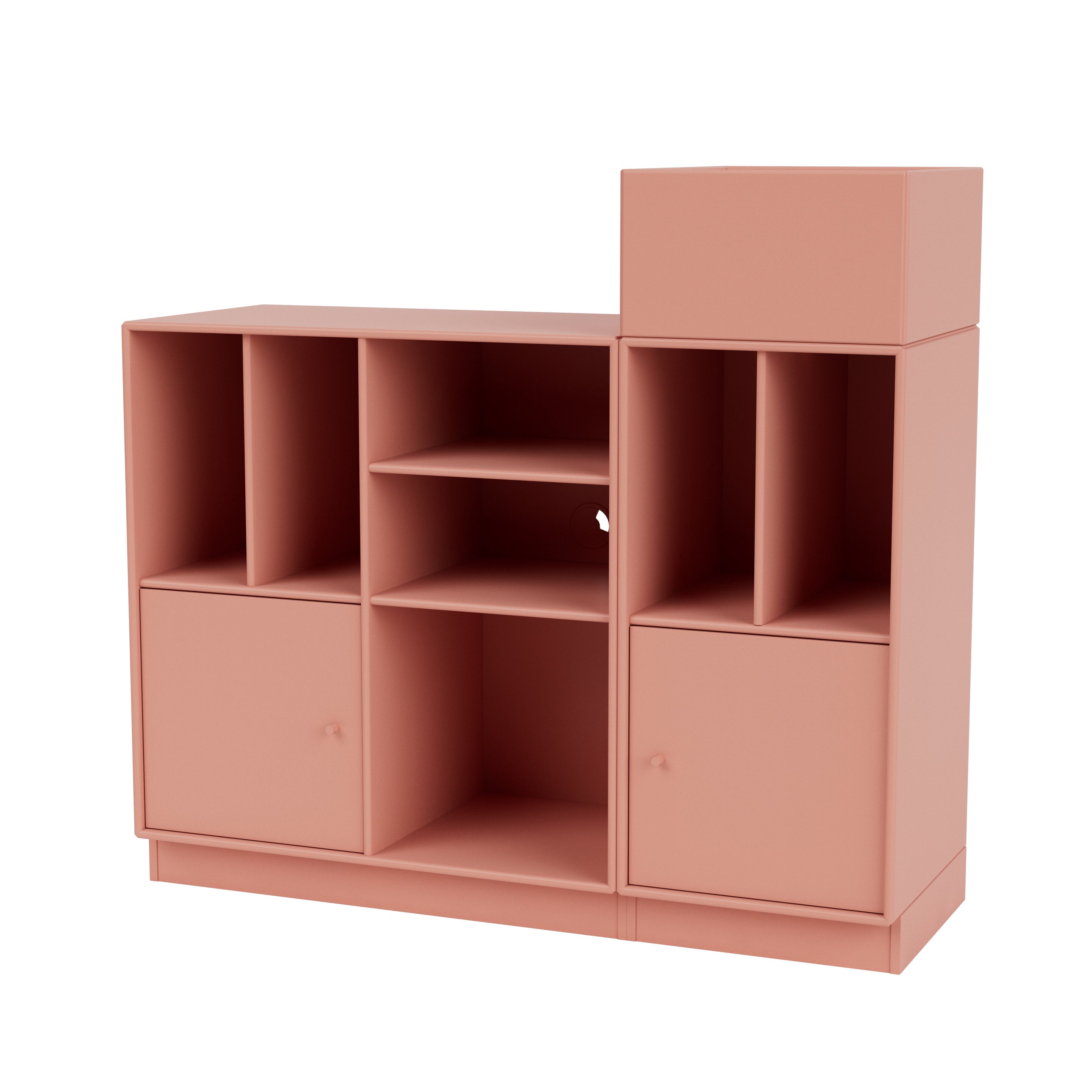 Montana SPIN III reol til vinyler i Rhubarb med sokkel 7 cm