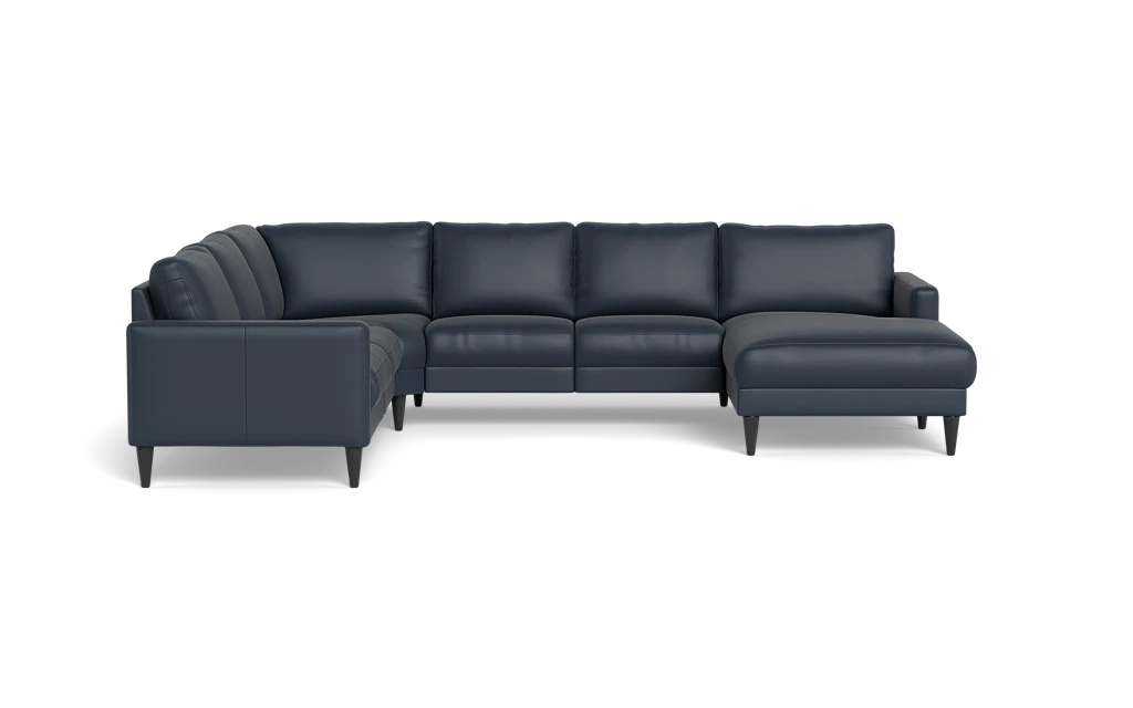 Stamford 2543 hjørnesofa med chaiselong - Semianilin/spalt læder - Blue - Højrevendt