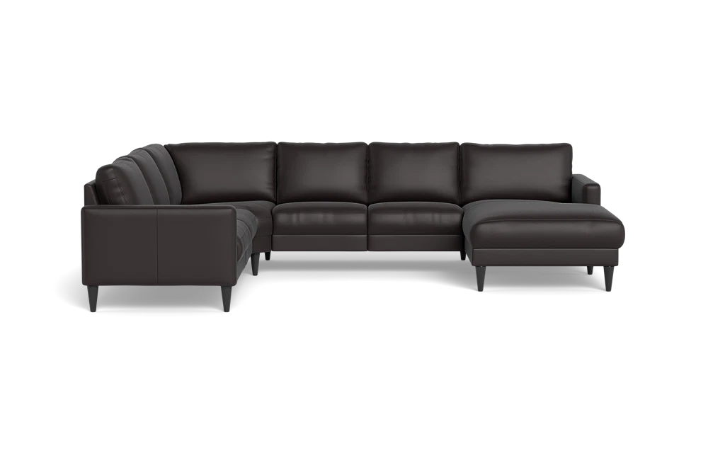 Stamford 2543 hjørnesofa med chaiselong - Semianilin/spalt læder - Dark Brown - Højrevendt