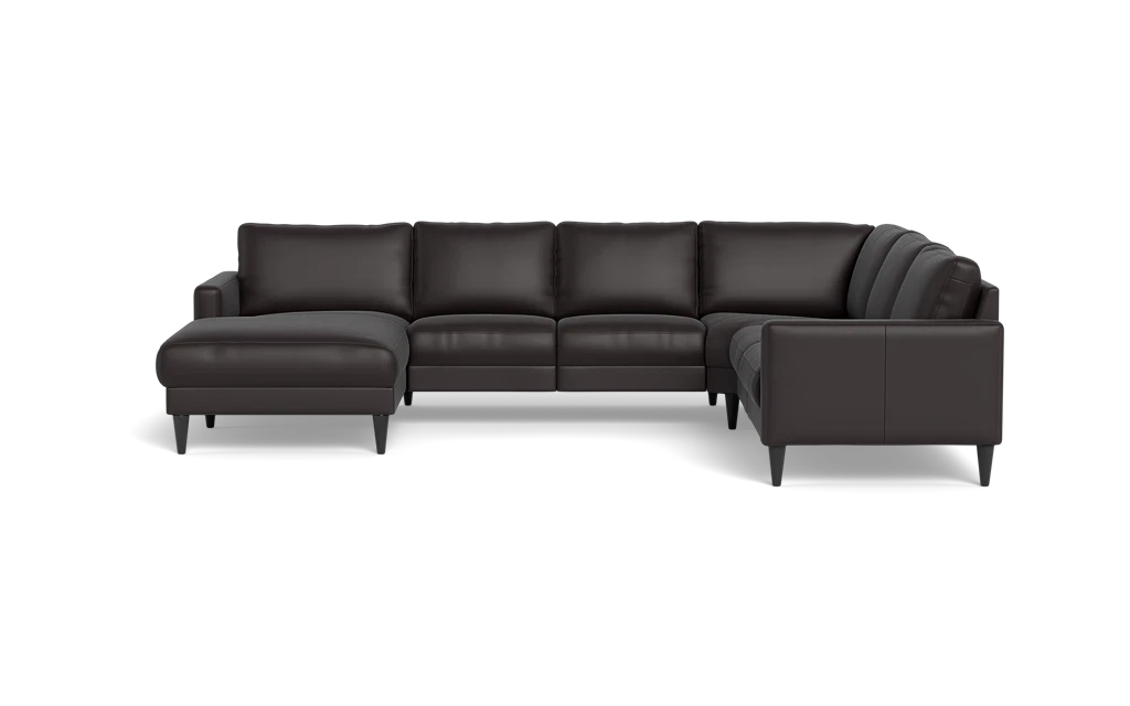 Stamford 2543 hjørnesofa med chaiselong - Semianilin/spalt læder - Dark Brown - Venstrevendt