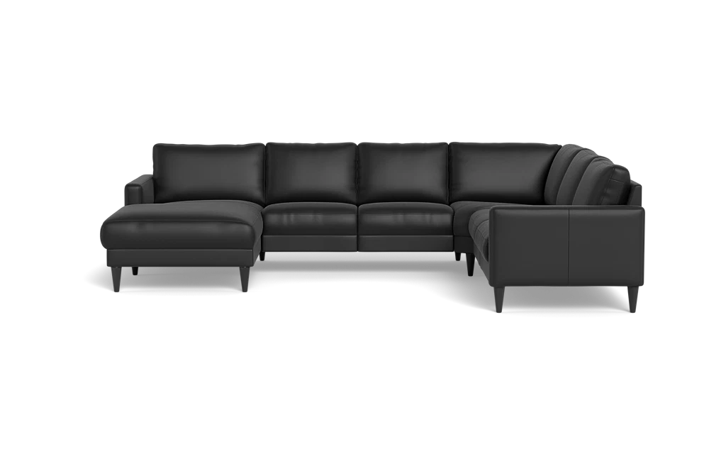 Stamford 2543 hjørnesofa med chaiselong - Semianilin/spalt læder - Black - Venstrevendt