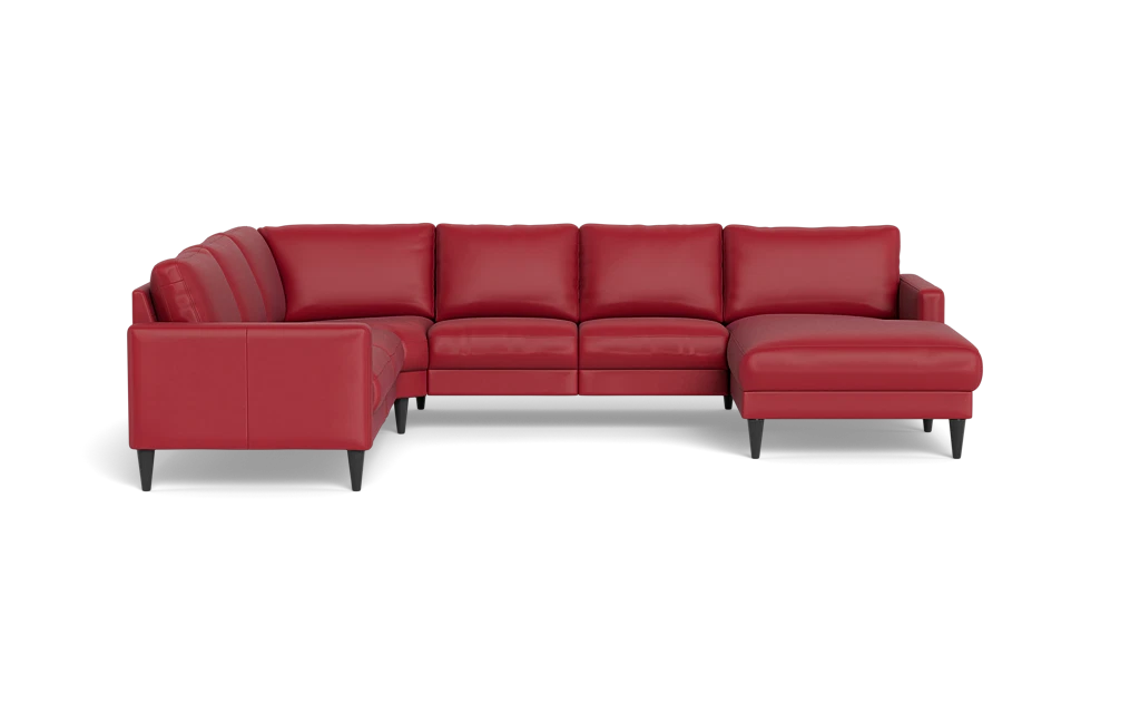 Stamford 2543 hjørnesofa med chaiselong - Madras/skai læder - Red - Højrevendt