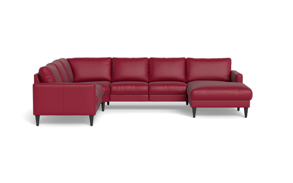 Stamford 2543 hjørnesofa med chaiselong - Semianilin/spalt læder - Red - Højrevendt