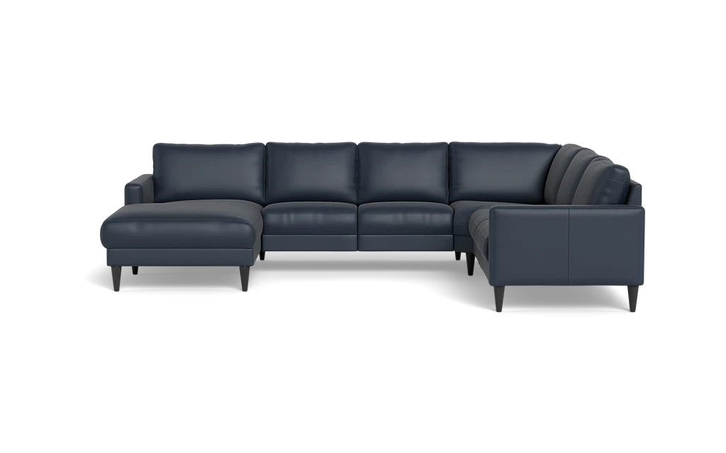 Stamford 2543 hjørnesofa med chaiselong - Semianilin/spalt læder - Blue - Venstrevendt