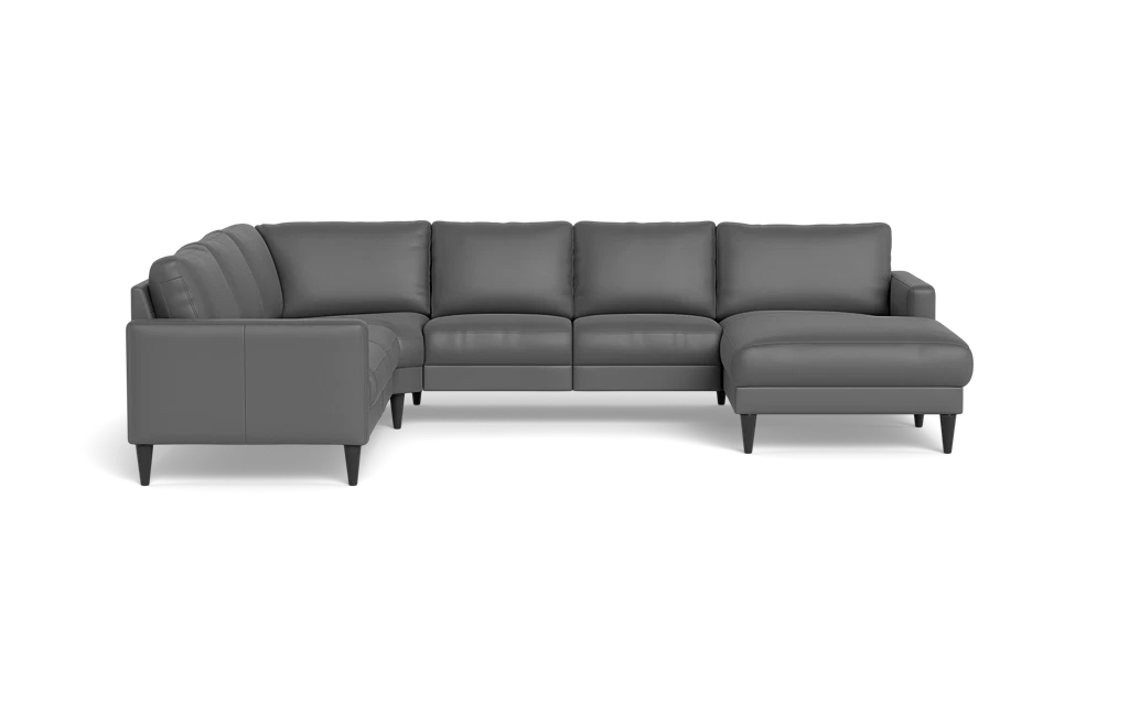 Stamford 2543 hjørnesofa med chaiselong - Semianilin/spalt læder - Grey - Højrevendt