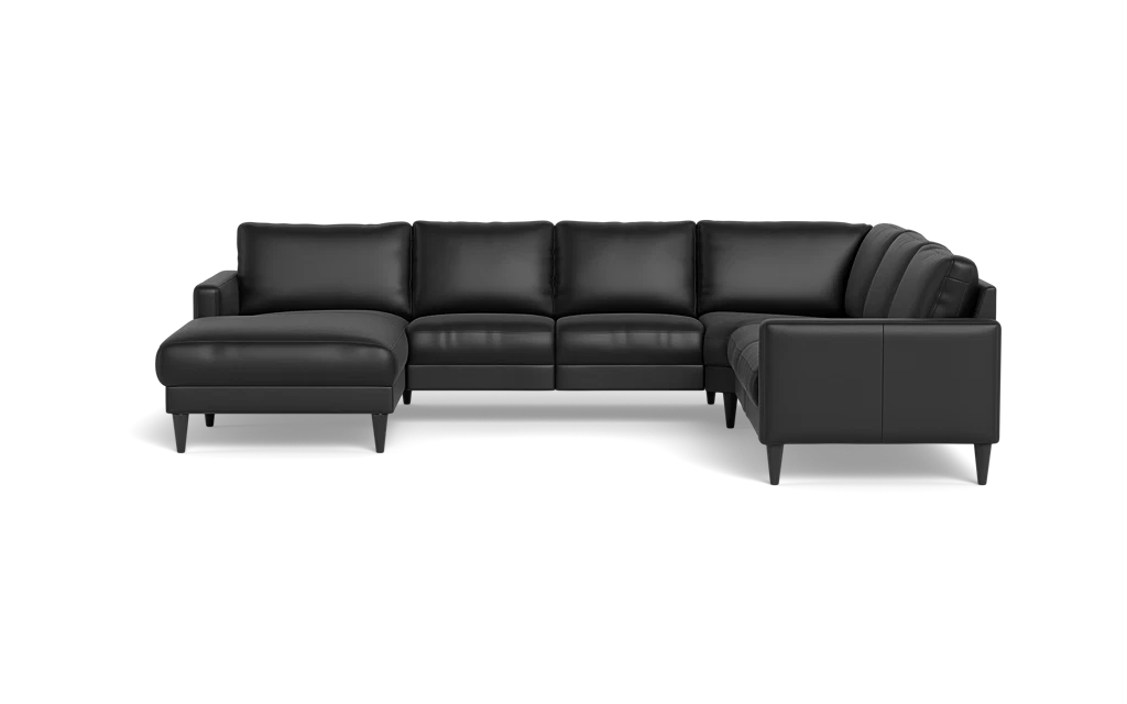 Stamford 2543 hjørnesofa med chaiselong - Anilux læder - Black - Venstrevendt