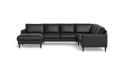 Stamford 2543 hjørnesofa med chaiselong - Anilux læder - Black - Venstrevendt