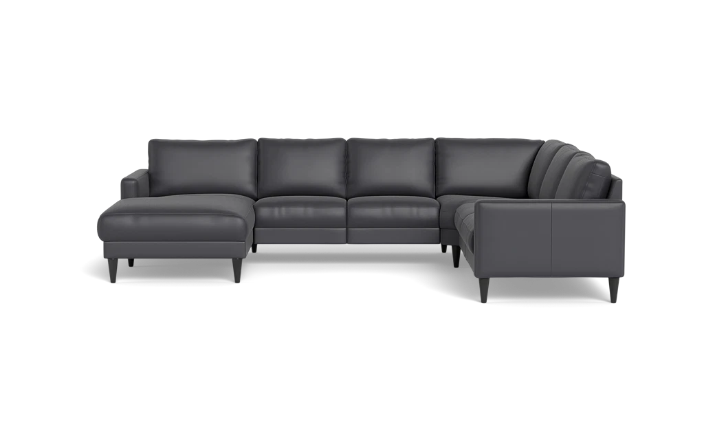 Stamford 2543 hjørnesofa med chaiselong - Semianilin/spalt læder - Anthracite - Venstrevendt