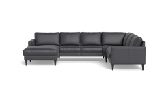 Stamford 2543 hjørnesofa med chaiselong - Semianilin/spalt læder - Anthracite - Venstrevendt
