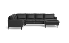 Stamford 2543 hjørnesofa med chaiselong - Semianilin/spalt læder - Black - Højrevendt