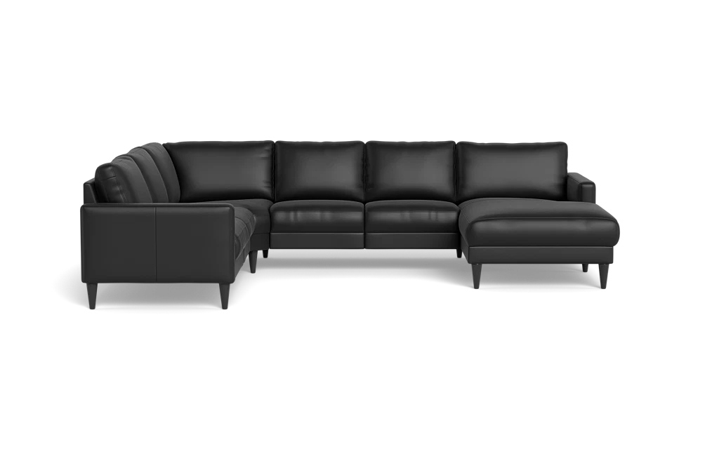 Stamford 2543 hjørnesofa med chaiselong - Anilux læder - Black - Højrevendt