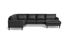 Stamford 2543 hjørnesofa med chaiselong - Anilux læder - Black - Højrevendt