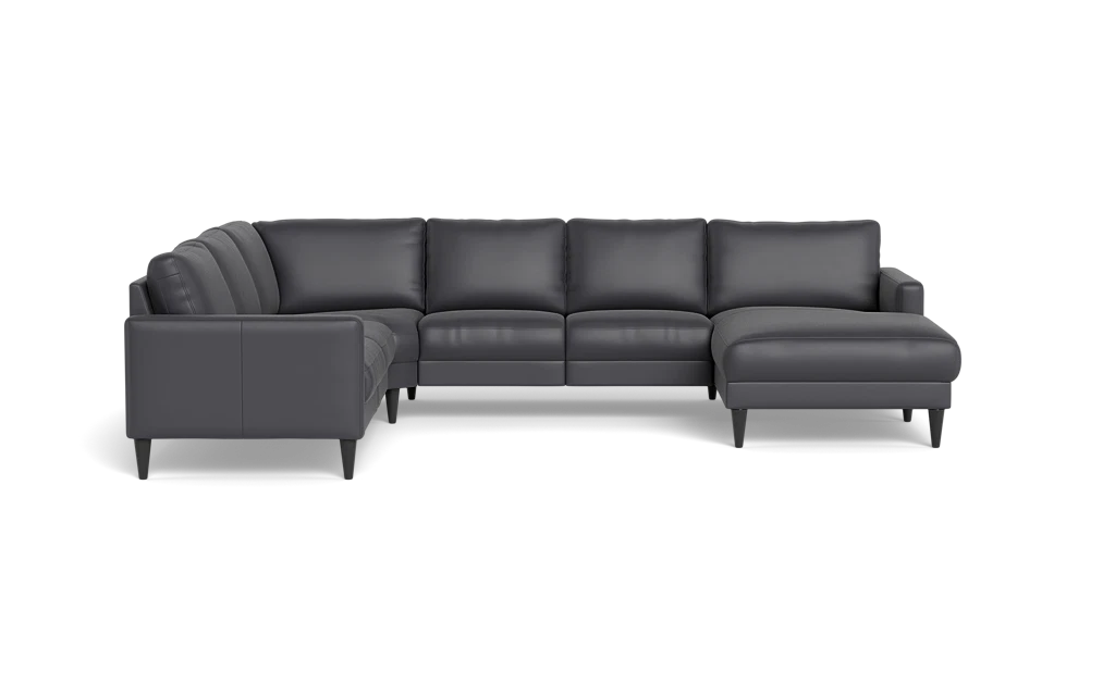 Stamford 2543 hjørnesofa med chaiselong - Semianilin/spalt læder - Anthracite - Højrevendt