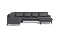 Stamford 2543 hjørnesofa med chaiselong - Semianilin/spalt læder - Anthracite - Højrevendt