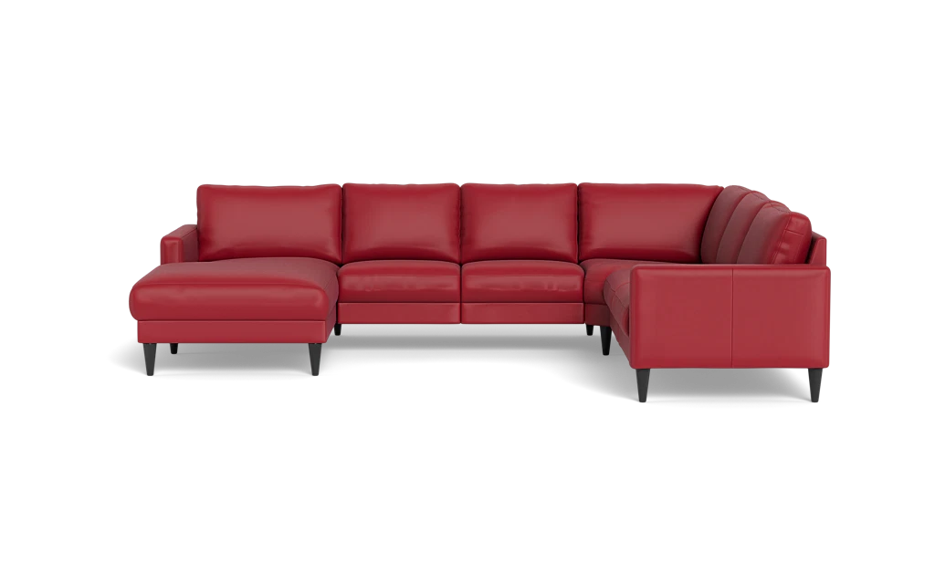 Stamford 2543 hjørnesofa med chaiselong - Madras/skai læder - Red - Venstrevendt
