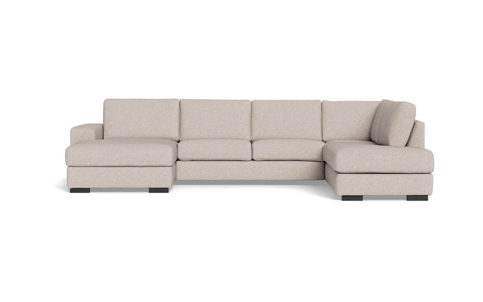 Malmø sofa med chaiselong og open end - Alis (S) - Hevre stof - Beige 0980, Højrevendt