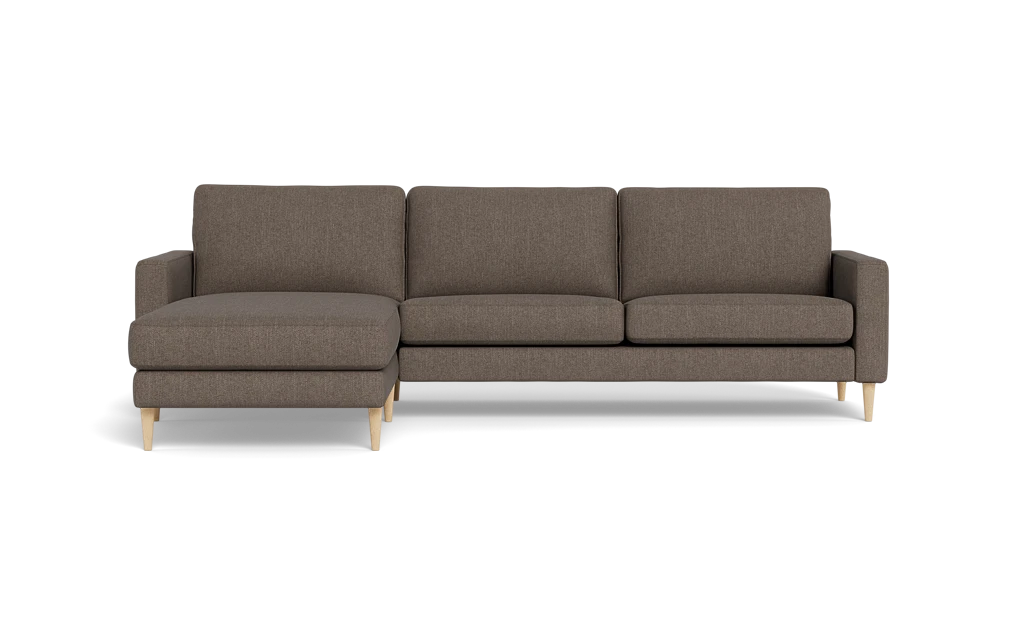 Symfoni sofa med chaiselong - Smalt armlæn - Vila stof - Light Brown - Venstrevendt