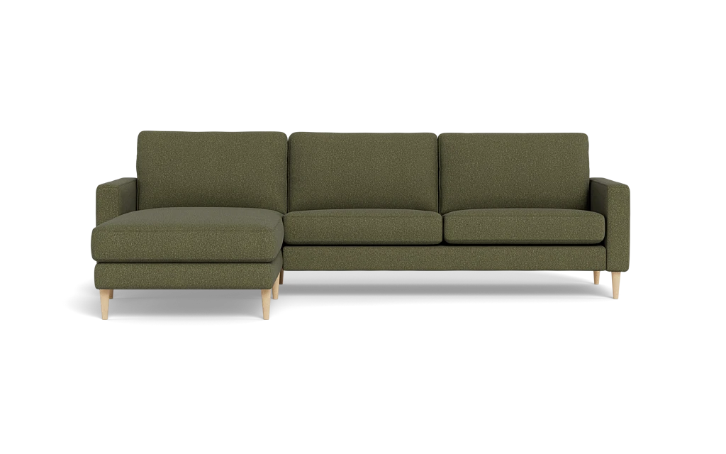 Symfoni sofa med chaiselong - Smalt armlæn - Brego stof - Green - Venstrevendt