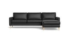 Symfoni sofa med chaiselong - Smalt armlæn - Anilux læder - Black - Højrevendt
