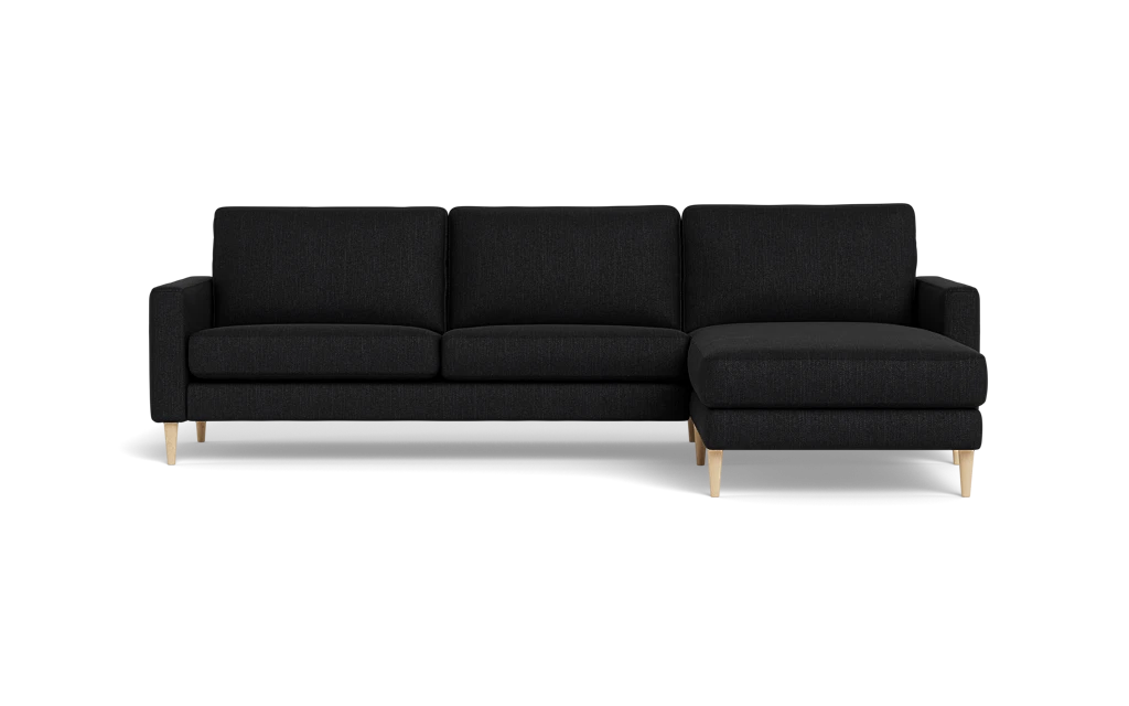 Symfoni sofa med chaiselong - Smalt armlæn - Vila stof - Black - Højrevendt