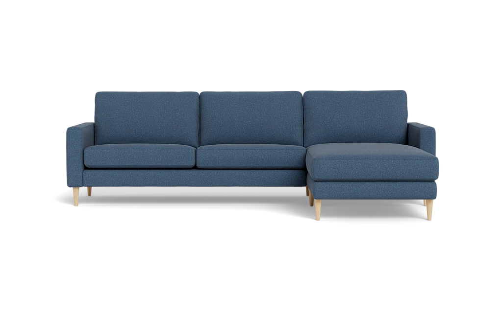 Symfoni sofa med chaiselong - Smalt armlæn - Brego stof - Dark Blue - Højrevendt