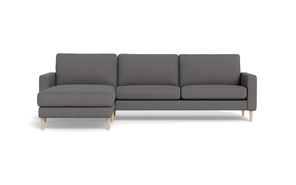 Symfoni sofa med chaiselong - Smalt armlæn - Brego stof - Anthracite - Venstrevendt