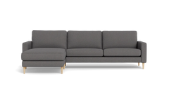 Symfoni sofa med chaiselong - Smalt armlæn - Brego stof - Anthracite - Venstrevendt