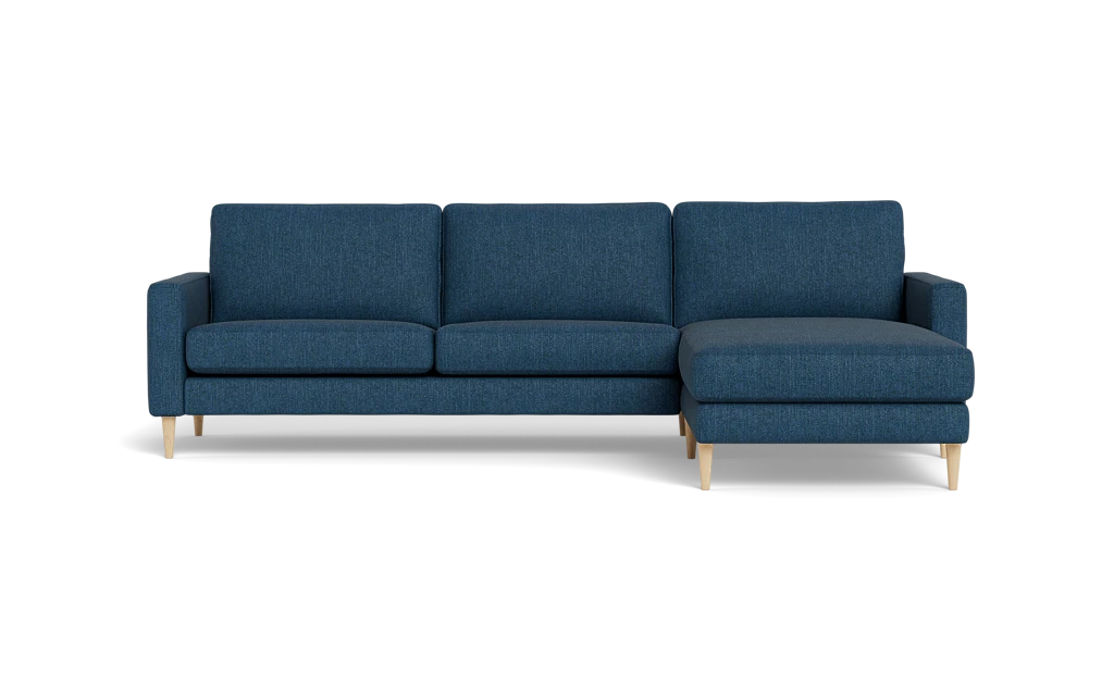 Symfoni sofa med chaiselong - Smalt armlæn - Vila stof - Dark Blue - Højrevendt