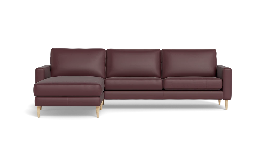 Symfoni sofa med chaiselong - Smalt armlæn - Semianilin/spalt læder - Oxe - Venstrevendt
