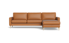 Symfoni sofa med chaiselong - Smalt armlæn - Anilux læder - Brandy - Højrevendt