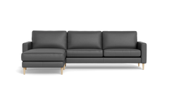 Symfoni sofa med chaiselong - Smalt armlæn - Soleda læder - Anthracite - Venstrevendt