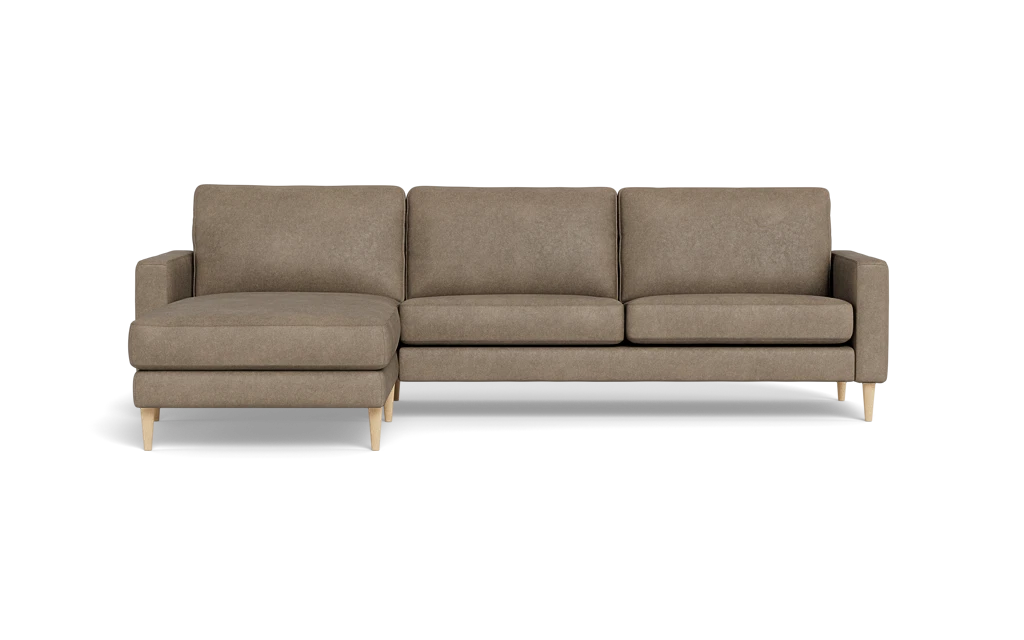 Symfoni sofa med chaiselong - Smalt armlæn - Kentucky stof - Liver - Venstrevendt