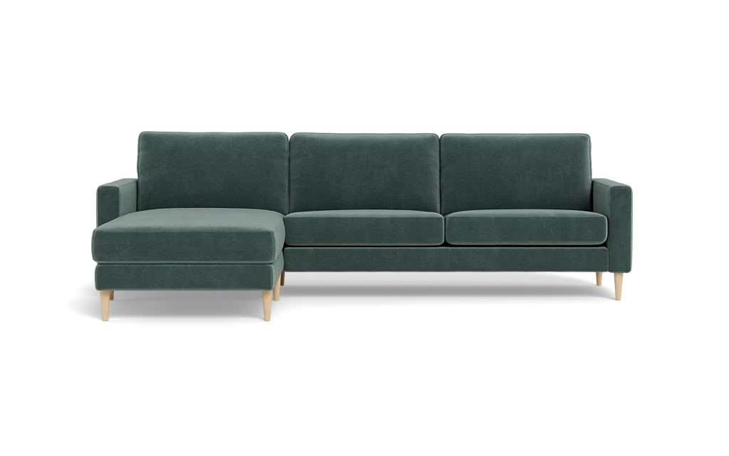 Symfoni sofa med chaiselong - Smalt armlæn - Adore velour - Niagara - Venstrevendt