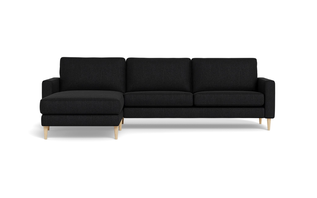 Symfoni sofa med chaiselong - Smalt armlæn - Vila stof - Black - Venstrevendt