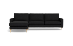 Symfoni sofa med chaiselong - Smalt armlæn - Vila stof - Black - Venstrevendt