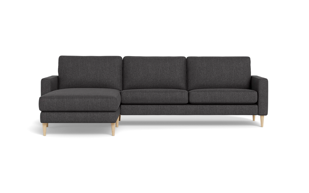 Symfoni sofa med chaiselong - Smalt armlæn - Vila stof - Dark Grey - Venstrevendt